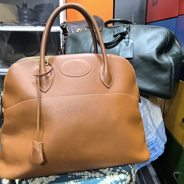 - Hermes -  Bolide35○W (1993)  焦糖色保齡球手提包