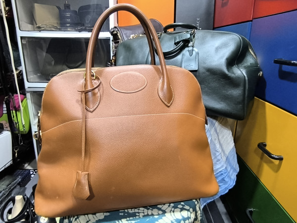 - Hermés -  Bolide35○W (1993)  焦糖色保齡球手提包