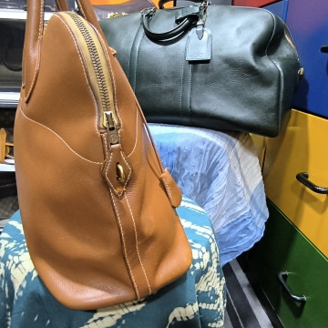 - Hermes -  Bolide35○W (1993)  焦糖色保齡球手提包