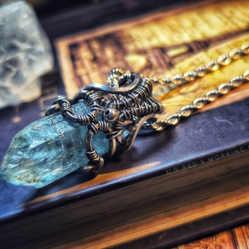 海水藍寶原礦雙面小品墜