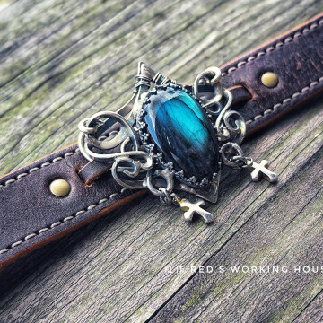 極光契約 芬蘭拉長石皮革手環