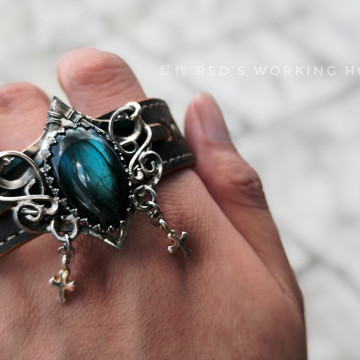 極光契約 芬蘭拉長石皮革手環