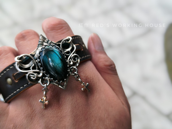 極光契約 芬蘭拉長石皮革手環