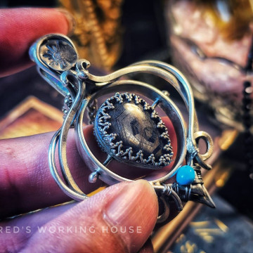 古源節環 六角藍寶旋轉墜