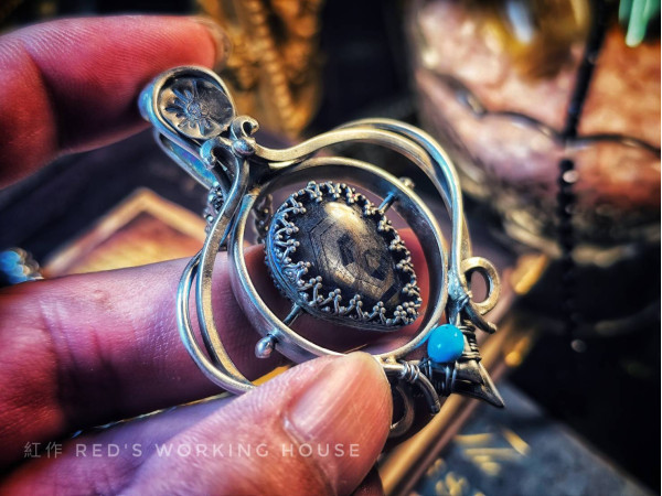 古源節環 六角藍寶旋轉墜