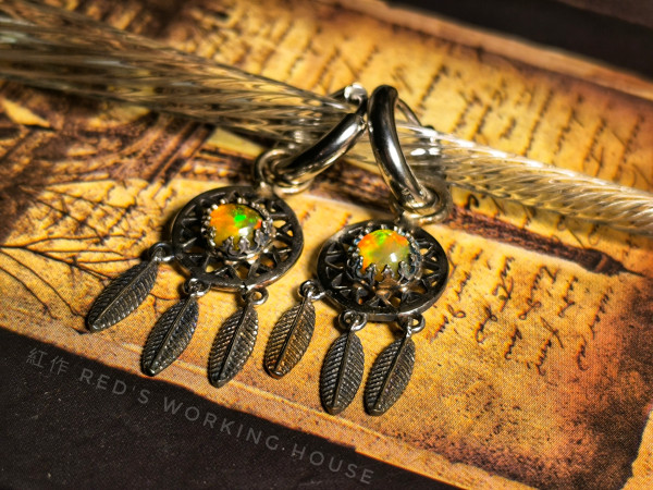 顫動 蛋白石耳環