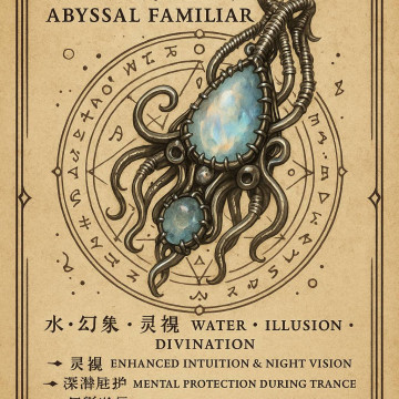 深潛之靈 月光石+海藍寶墜