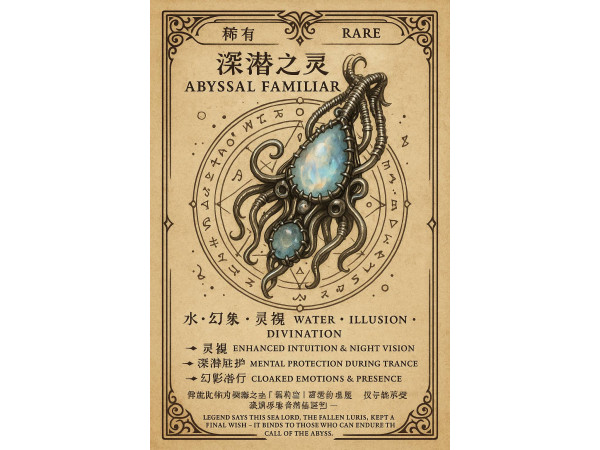 深潛之靈 月光石+海藍寶墜