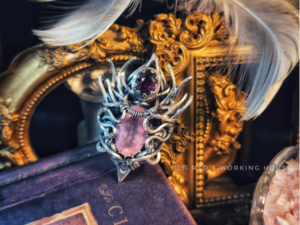 繾綣之影 切割粉晶戒