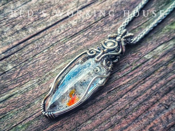 星語之瓶 黃鐵礦水晶共生膠花小品墜