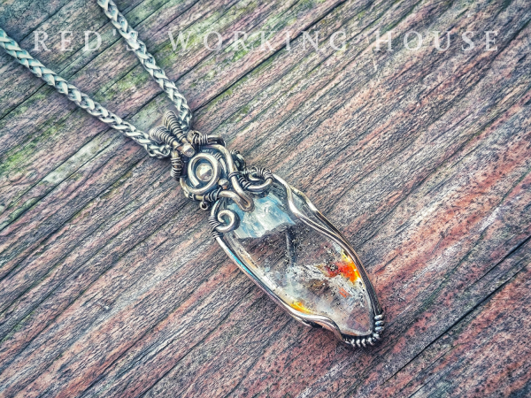 星語之瓶 黃鐵礦水晶共生膠花小品墜