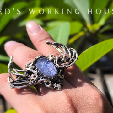 雪翅之舞 藍線石戒