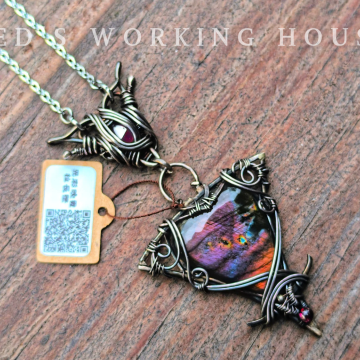 異彩晚霞 拉長石墜