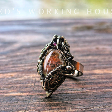 灼蛹 絨毛銅鈦花戒 【SOLD】