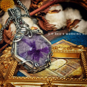 (達畢茲)輻射標誌紫水晶墜