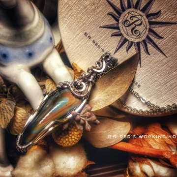 彩虹黑曜小品墜