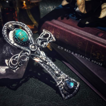 綠松聖甲蟲安卡設計墜【SOLD】