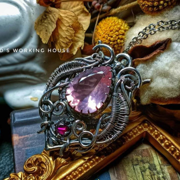 切割粉晶墜【SOLD】