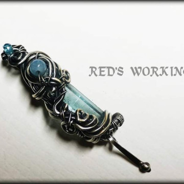 海水藍寶原礦柱小品墜【SOLD】