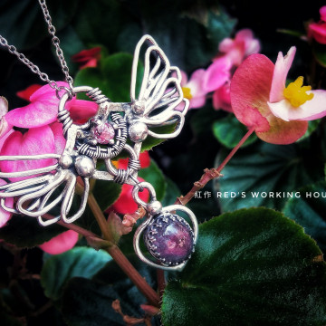 粉紅尖晶+西瓜碧璽墜 【SOLD】