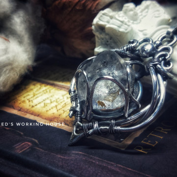 藍色選轉木馬萬花筒 毛球藍線石原礦墜